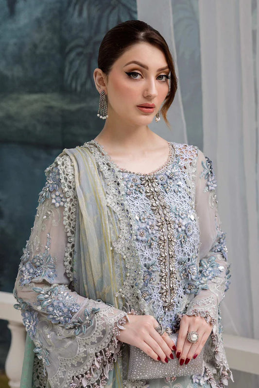 Maria B Embroidered Chiffon MPC-25-108-Aqua