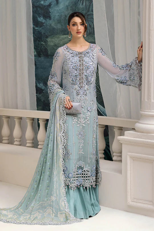 Maria B Embroidered Chiffon MPC-25-108-Aqua