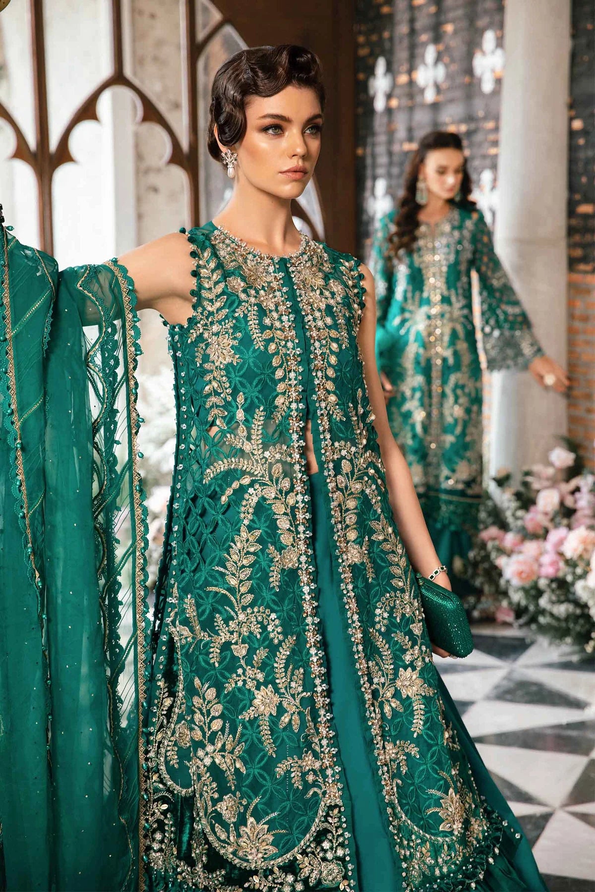 MARIA. B UNSTITCHED Embroidered | BD-2806 | Sea Green