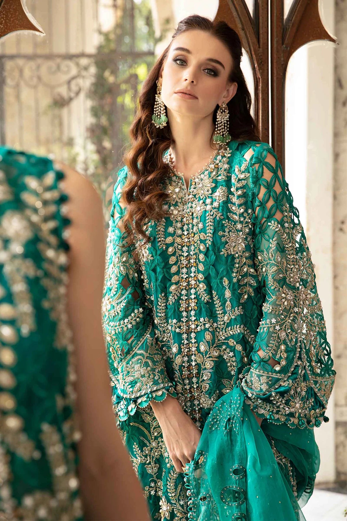 MARIA. B UNSTITCHED Embroidered | BD-2806 | Sea Green