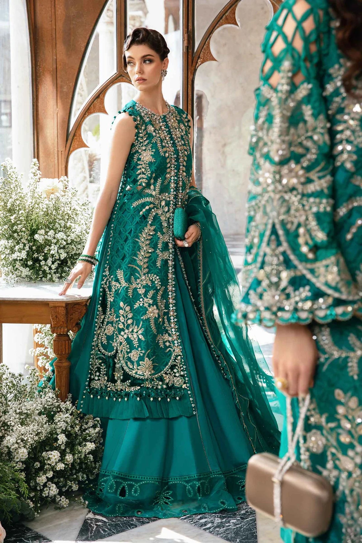 MARIA. B UNSTITCHED Embroidered | BD-2806 | Sea Green