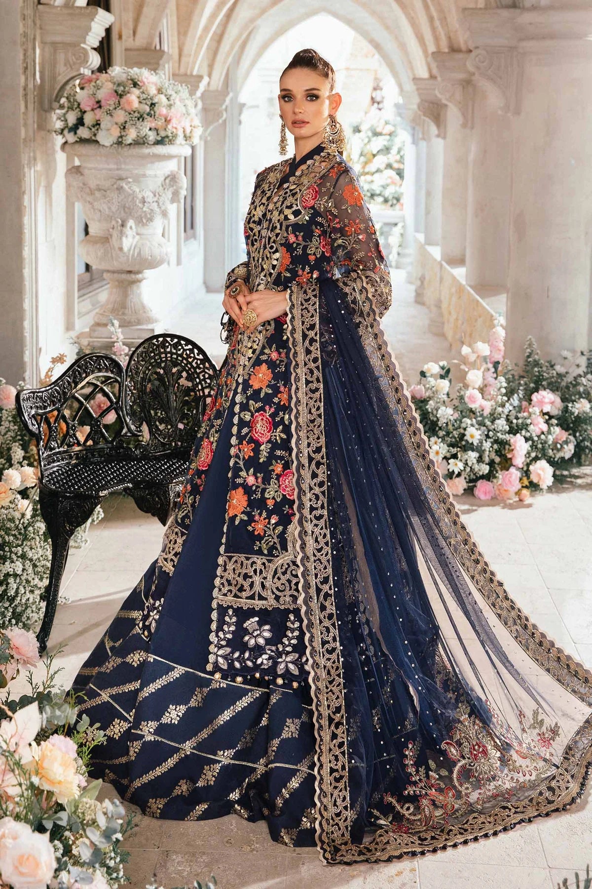 MARIA. B UNSTITCHED Embroidered | BD-2808 | Navy Blue