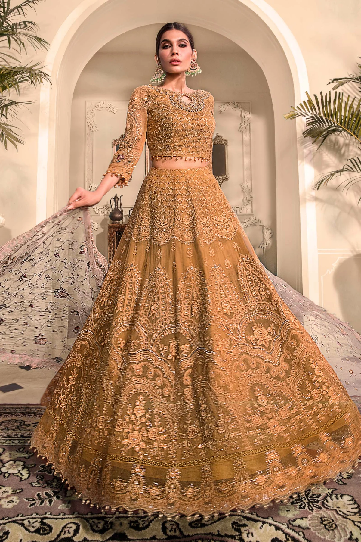 Maria. B MBROIDERED Heritage Edition’23 Mustard BD-2606