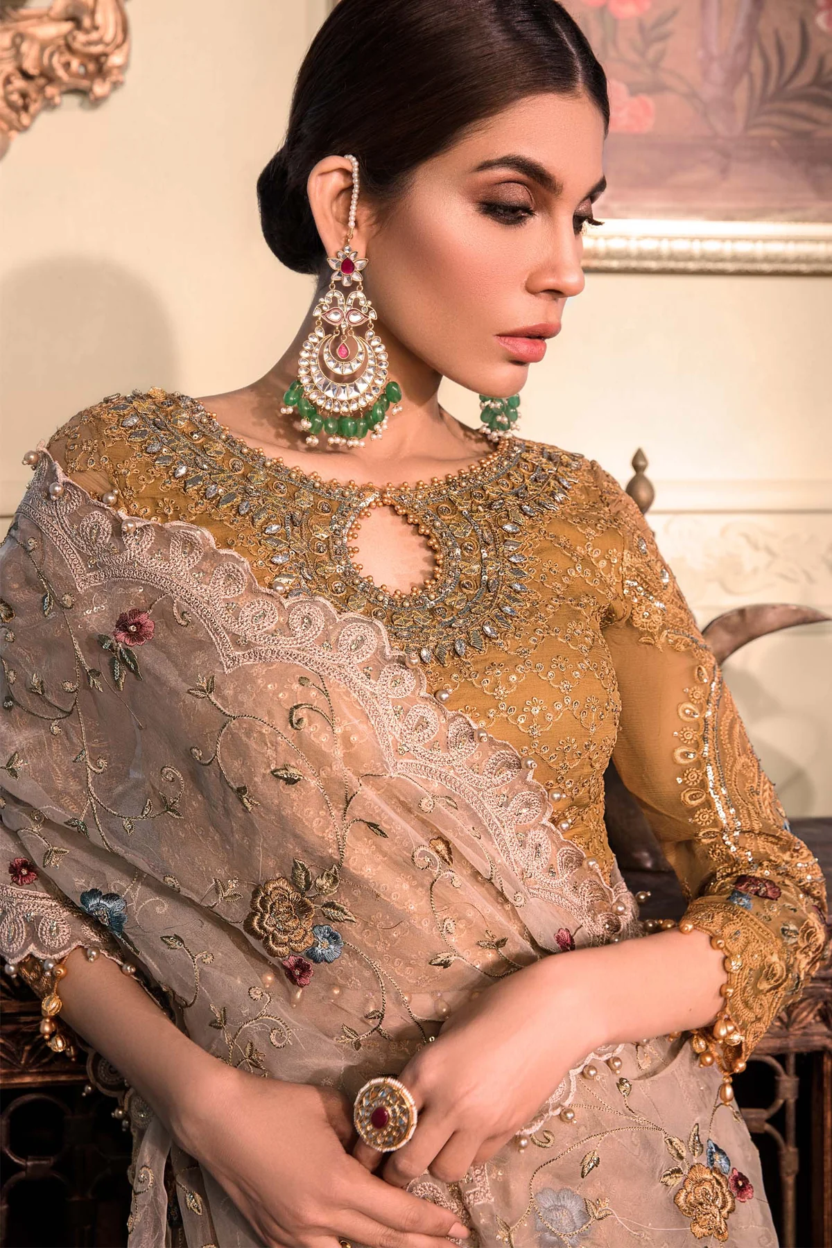 Maria. B MBROIDERED Heritage Edition’23 Mustard BD-2606