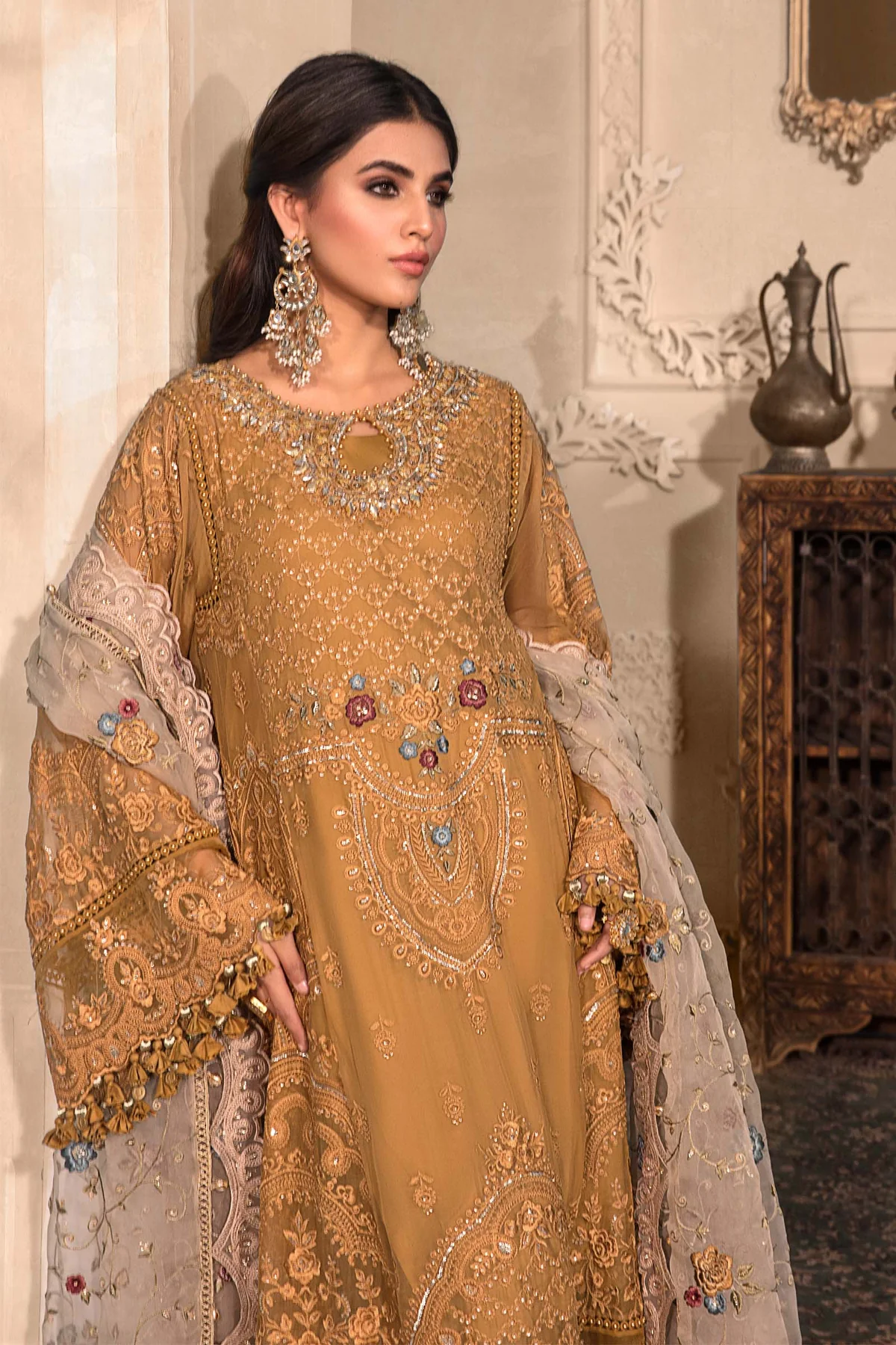 Maria. B MBROIDERED Heritage Edition’23 Mustard BD-2606