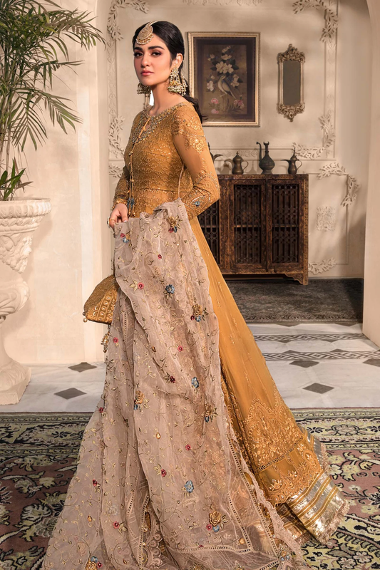 Maria. B MBROIDERED Heritage Edition’23 Mustard BD-2606